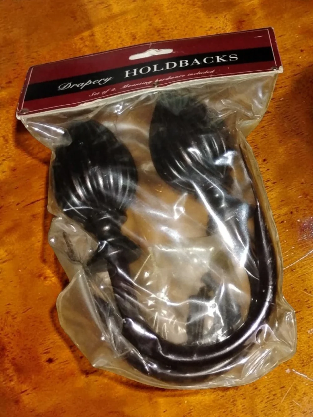 Drapery Holdbacks - Black Decorative Curtain Holdbacks (Set of 2)